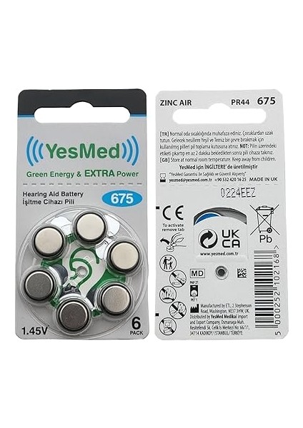 Extra Power 675 Numara Işitme Cihazı Pili (10 Paket x 6 Adet = 60 Adet Pil) fırsatları