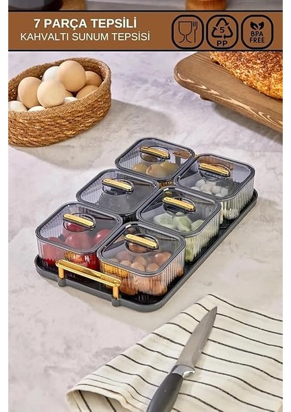 Tepsili Lüx 6 Bölmeli Kahvaltılık Seti, Şık ve Fonksiyonel Akrilik Tepsili Lüks 6 Bölmeli Kahvaltılık Seti - Kahvaltı Keyfinizi Artırın! fiyatları