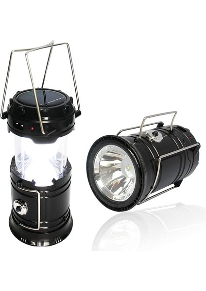Kamp Lambası, Solar Kamp Fener, El Feneri, El Lambası, Çadır Lambası, USB Ile Şarj Edilebilir, Dış Mekan, Yürüyüş, Acil Durum, Kamp Feneri, Taşınabilir Şarj Cihazı (Siyah)