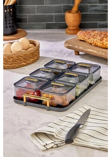 Tepsili Lüx 6 Bölmeli Kahvaltılık Seti, Şık ve Fonksiyonel Akrilik Tepsili Lüks 6 Bölmeli Kahvaltılık Seti - Kahvaltı Keyfinizi Artırın! modelleri