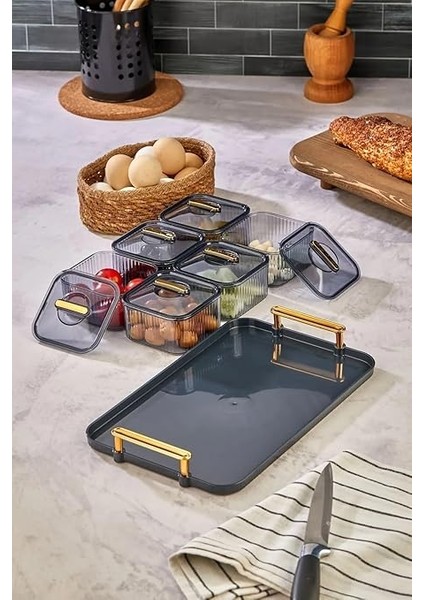 Tepsili Lüx 6 Bölmeli Kahvaltılık Seti, Şık ve Fonksiyonel Akrilik Tepsili Lüks 6 Bölmeli Kahvaltılık Seti - Kahvaltı Keyfinizi Artırın! indirimleri