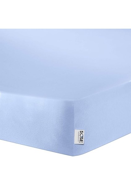 Home Örme Penye Lastikli Çarşaf, Battal Çift Kişilik, Açık Mavi, Pamuk-Elastan 230 G/m2 fiyatları