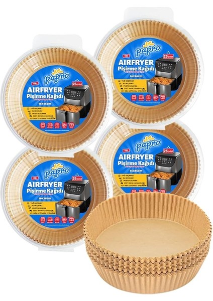 Airfryer Pişirme Kağıdı,fritöz Yağlı Kağıdı 25'li X4 Adet Avantajlı Paket - Toplam 100 Adet