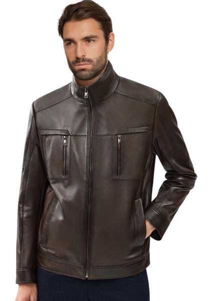 Almeida Hakiki Deri Erkek Premium Kestane Ceket modelleri