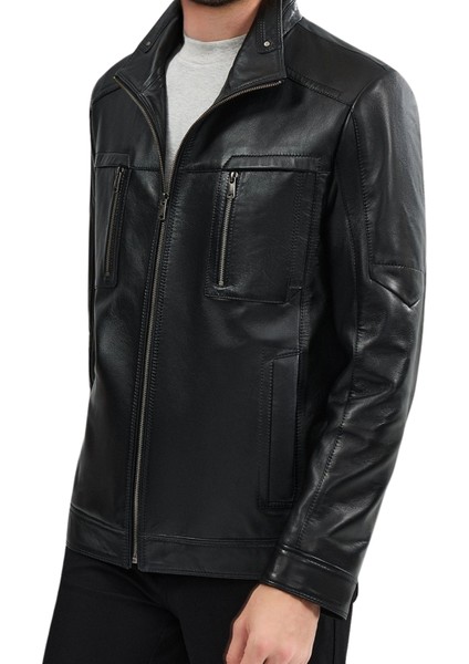 Almeida Hakiki Deri Erkek Premium Siyah Ceket modelleri