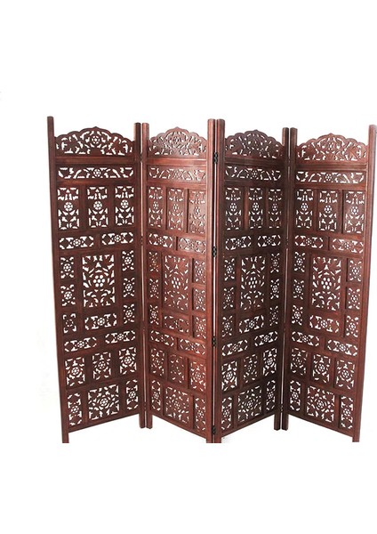 Ahşap Maun Rengi El Oyması Paravan No:a