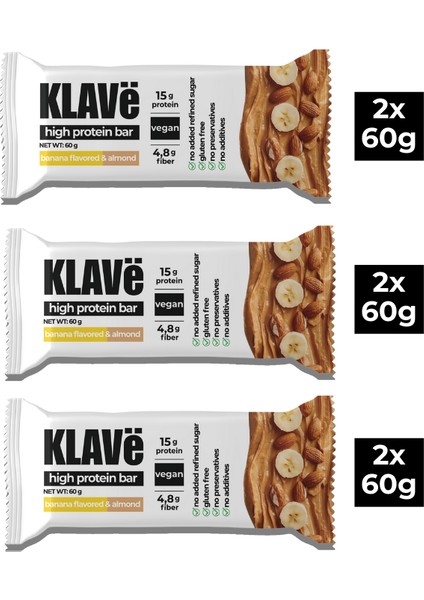 Muz Aromalı ve Bademli Protein Bar Kutusu - 60 G x 6 Adet