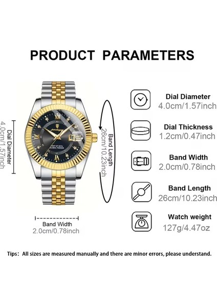 Poedagar Kadın Kol Saati Paslanmaz Çelik Gövde Titanyum Kasa Su Geçirmez Mekanizma Siyah-Gümüş