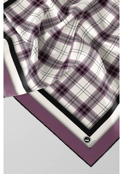Twill Ekose Desenli Lila Renkli 90X90 Eşarp (Ipek Içermez) Kenar Dikiş Şekli El Dikişli fiyatları