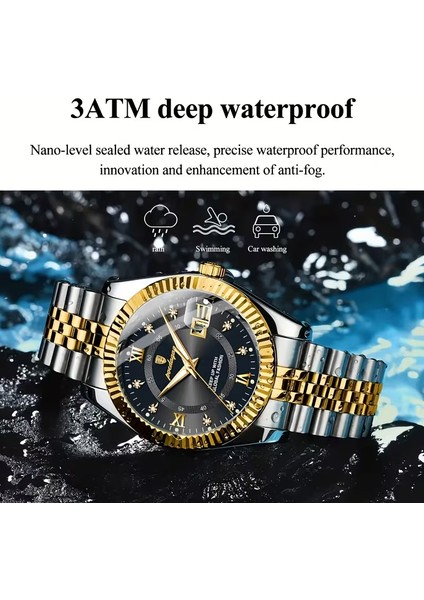 Poedagar Kadın Kol Saati Paslanmaz Çelik Gövde Titanyum Kasa Su Geçirmez Mekanizma Siyah-Gümüş