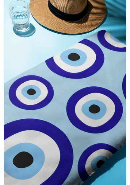 Dijital Baskı Plaj Deniz Havlusu Nazar Boncuğu Desenli Peştamal HVL0208 fiyatları