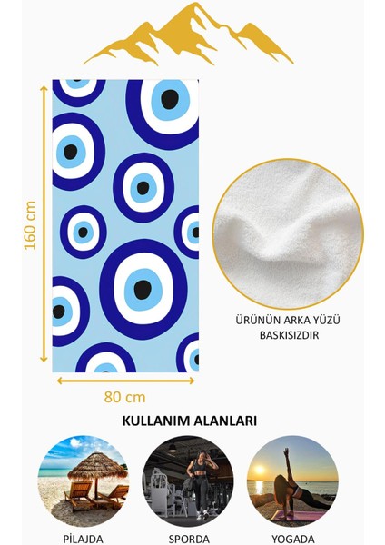 Dijital Baskı Plaj Deniz Havlusu Nazar Boncuğu Desenli Peştamal HVL0208 fırsatları