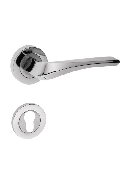 Venüs Kol Yuvarlak Rozetli Nikel Saten Yale Kapı Kolu