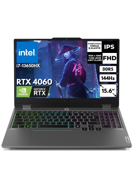 Loq 15IRX9 I7-13650HX 32-Gbddr5 512 GB SSD RTX4060 (8gb) 15.6" Fhd Windows 11 Pro 83DV011GTRZG69