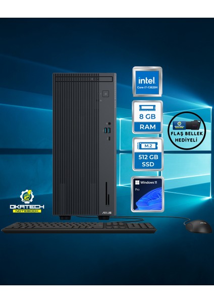 Expertcenter P500 P500MV-I7136216512B0D I7-13620H 8 GB 512 GB SSD UHD WİN11PRO Masaüstü Bilgisayar