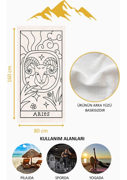 Dijital Baskı Plaj Deniz Havlusu Koç Burcu Desenli Peştamal HVL0041 fırsatları