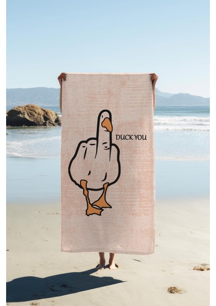 Dijital Baskı Plaj Deniz Havlusu Ördek Desenli Peştamal HVL0134