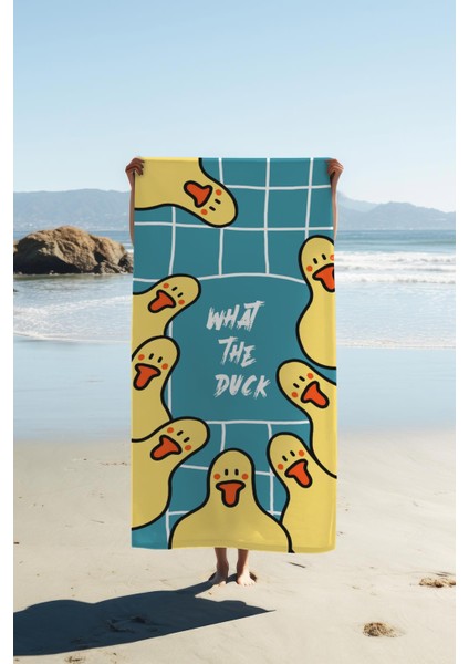 Dijital Baskı Plaj Deniz Havlusu Ördek Desenli Peştamal HVL0022