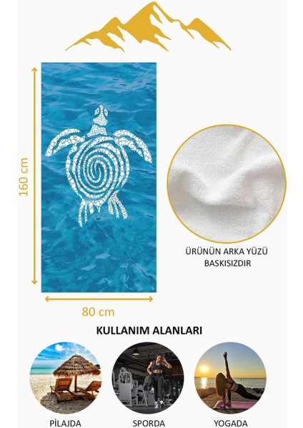 Dijital Baskı Plaj Deniz Havlusu Kaplumbağa Desenli Peştamal HVL0121 fırsatları