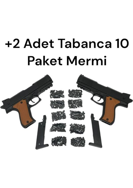 Boncuklu Tabanca 2 Adet 20 cm Force Speciel Kahve Kupalı Tabanca +10 Paket Mermi