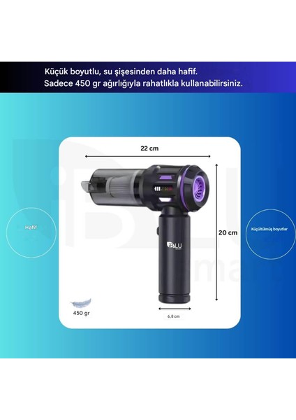Mini Şarjlı Süpürge Üfleme Özelikli 8 Başlıklı Güçlü Motorlu Araba Ev Klavye ve Hasas Alan Temizliği