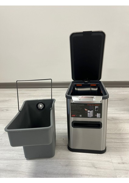 Paslanmaz Çelik Iç Kovalı Çöp Kutusu