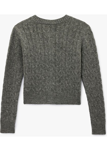 Bisiklet Yaka Düğmeli Saç Örgü Dokulu Triko Hırka fiyatları