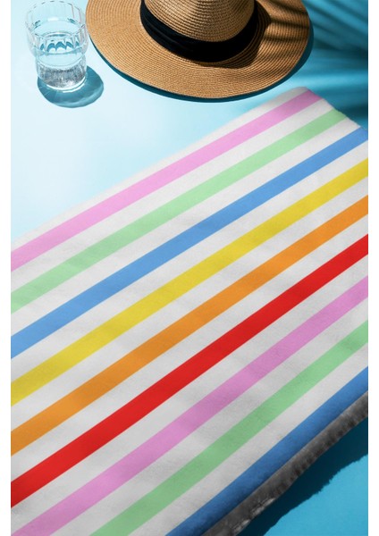 Dijital Baskı Plaj Deniz Havlusu Renkli Çizgiler Desenli Peştamal HVL0205 fiyatları