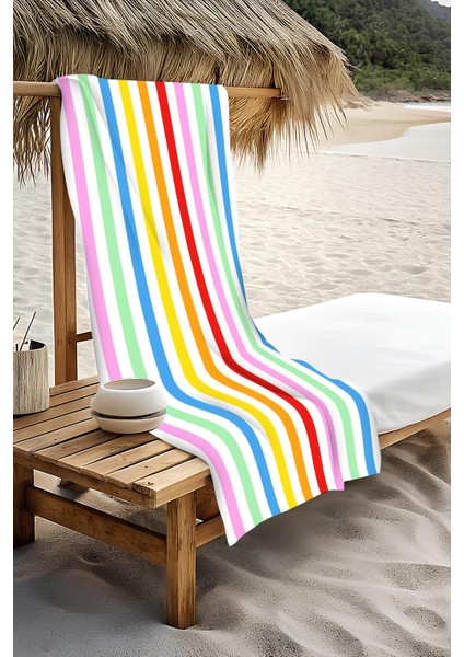 Dijital Baskı Plaj Deniz Havlusu Renkli Çizgiler Desenli Peştamal HVL0205 modelleri