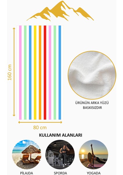 Dijital Baskı Plaj Deniz Havlusu Renkli Çizgiler Desenli Peştamal HVL0205 fırsatları