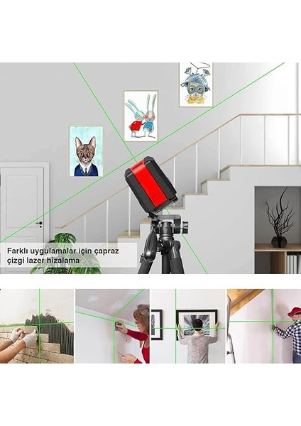 KBL91GTP 30 Metre Profesyonel Yatay ve Dikey Otomatik Hizalamalı Yeşil Çapraz Çizgi Lazer Distomat + Tripod, Kırmızı/siyah fiyatları