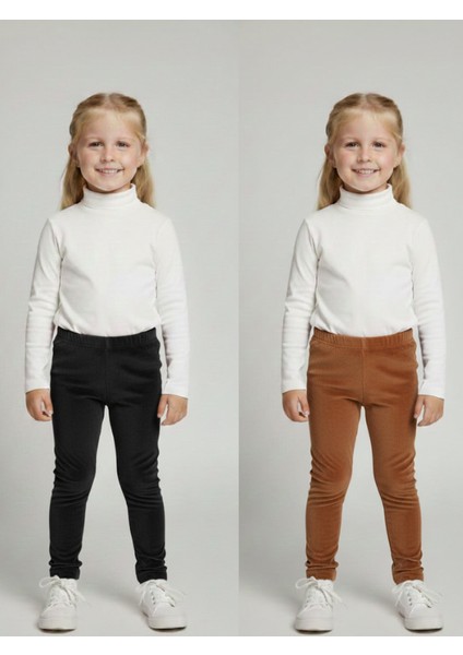 2li Kız Çocuk Fitilli Kadife Tayt - Rahat Kışlık Esnek Leggings