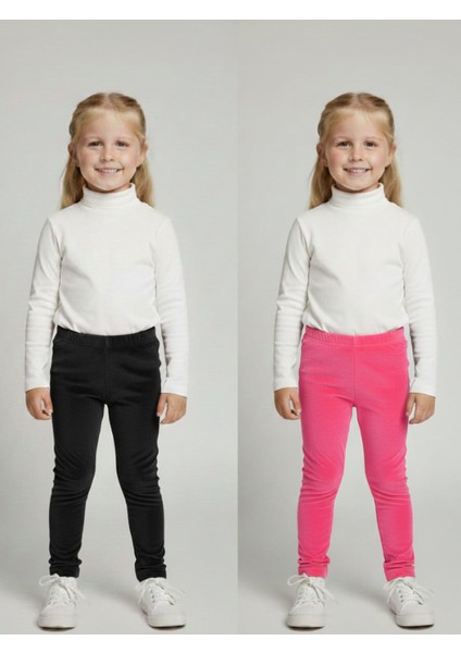 2li Kız Çocuk Fitilli Kadife Tayt - Rahat Kışlık Esnek Leggings