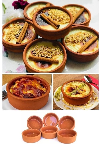 6'lı Sütlaç Çömlek Kase Seti – 11 cm Güveç Kase, Toprak Sufle Kabı, Fırın Kasesi, Doğal Toprak Kase