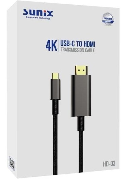 4K Usb-C HDMI 185 cm Görüntü Aktarım Kablosu Hd-03 modelleri