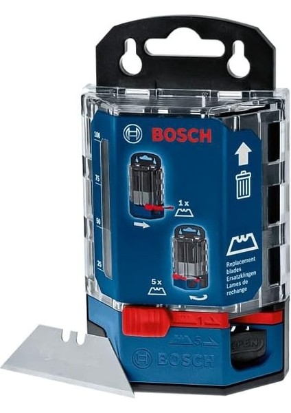 Professional Dispenser Içinde 50 Yedek Bıçak (Bosch Professional Trapez Bıçak Uçları ile Uyumlu)