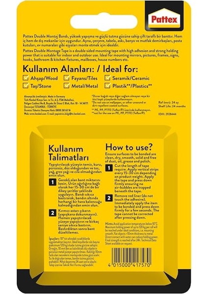 Double Montaj Bandı, 120KG fiyatları