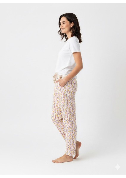 Pamuklu Kurdele Detaylı Cepsiz Nefes Alan Kumaş Pijama Altı modelleri