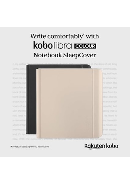 Libra Color Sleepcover Kılıf | Siyah Notebook | Sleep/wake Teknolojisi | Entegre 2 Yönlü Stand | Vegan Deri | 17 cm (7 Inç) Kobo Libra Color Ereader ile Uyumlu modelleri