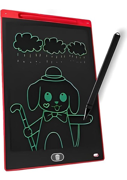 Çocuklar ve Yetişkinler Için Dokunmatik Ekran Dijital Çizim Tahtası, Kalemli Yazı ve Çizim Tableti (Kırmızı, C-WT12)