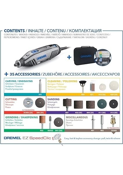 4250 Çok Amaçlı El Motoru, 175 W, 35 Aksesuarlı modelleri