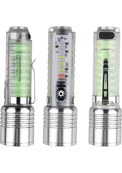 Profesyonel Tg LED Güçlü 8 Modlu Type-C 1000 Lümen Polis Çakarlı Şarjlı El Feneri fırsatları