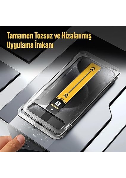 Premium iPhone 15/16 Uyumlu Tam Kaplayan Tozsuz Uygulama 9h Ekran Koruyucu Kırılmaz Temperli Cam fiyatları