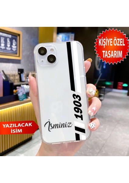 Iphone 15 Plus-Iphone 14 Plus Uyumlu Kişiye Özel Isim Eklenebilir Desenli Şeffaf Silikon Kılıf