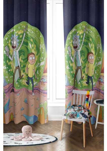 Parlak Saten Mikro Kumaş Çift Kanat Çocuk Odası Fon Perde Takımı PRD0051