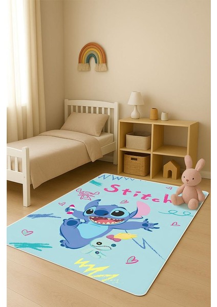 Parlak Kadife Kumaş Dijital Baskı Dot Kaymaz Tabanlı Çocuk ve Genç Odası Halısı H0991