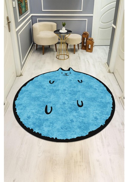 Kedi Desenli Yuvarlak Dijital Baskı Kaymaz Tabanlı Halı H0395 fiyatları