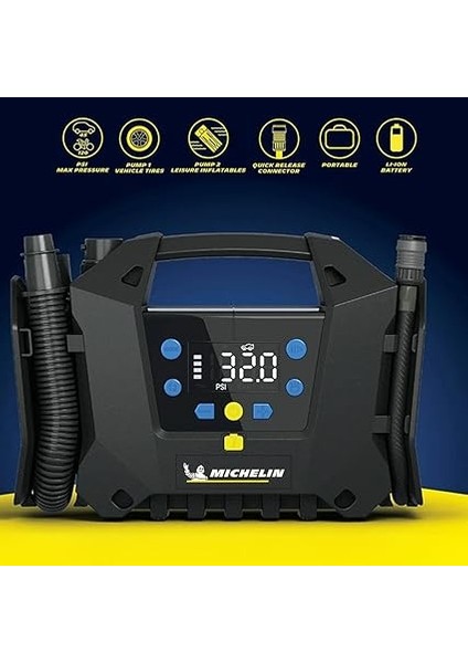 MC34259 11.1VOLT/2.5AH. Li-Ion 120PSI Ayarlanabilir Dijital Basınç Göstergeli Şarjlı Lastik & Yatak Şişirme Pompası fırsatları