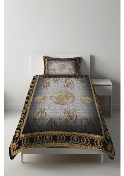 Parlak Kadife Kumaş Kapitoneli Tek Kişilik Yatak Örtüsü Seti (2 Parça) TKY0008