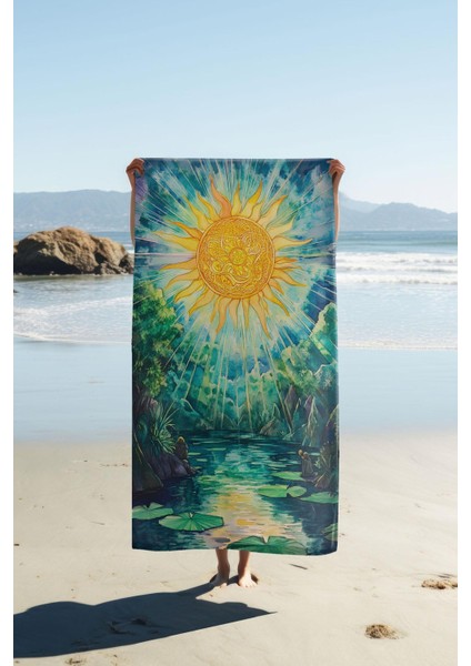 Dijital Baskı Plaj Deniz Havlusu Doğa Desenli Peştamal HVL0085